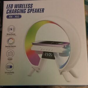LED Wireless Charges phone with Speaker with Clock, radio, alarm, sleep sounds
